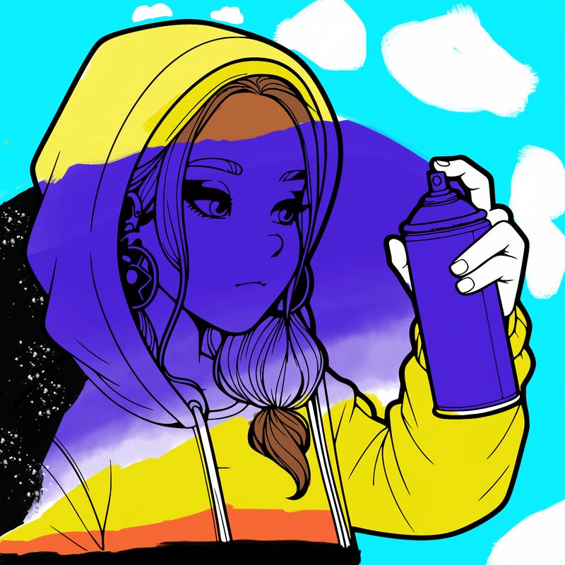 a realistic girl, spray painting