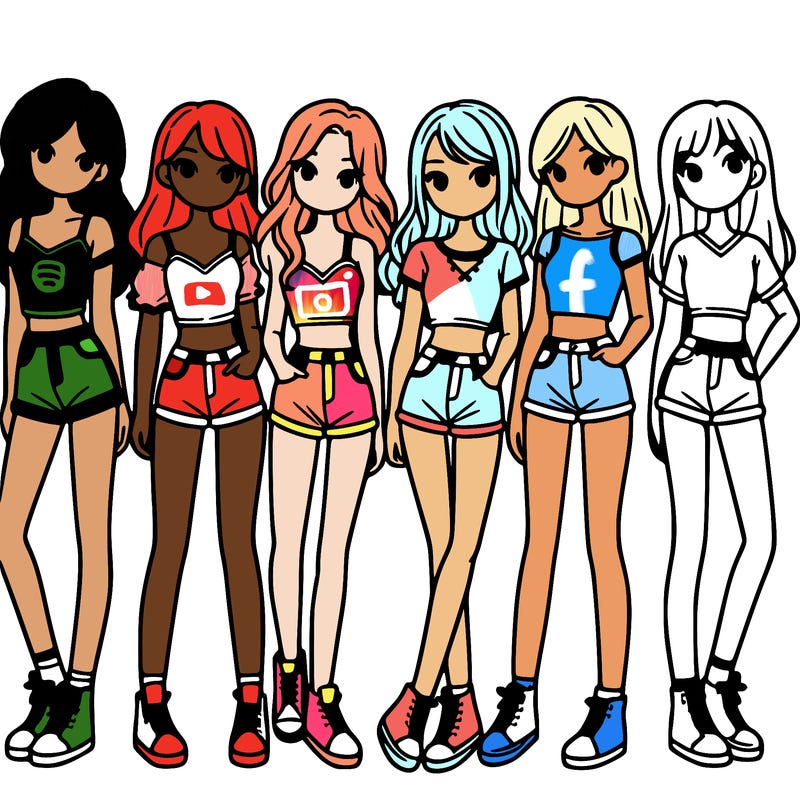 a group of girls wearing crop tops and shorts