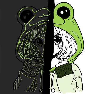 a cute teenage girl wearing a frog hoodie