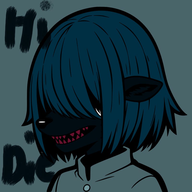 sharp teeth deer man with bob haircut