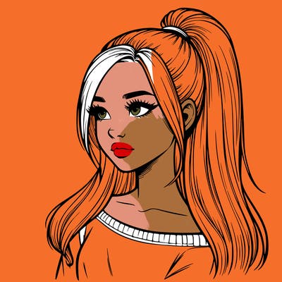 realistic girl with a high ponytail