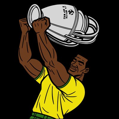 create a coloring picture of an african man lifting the champions league trophy