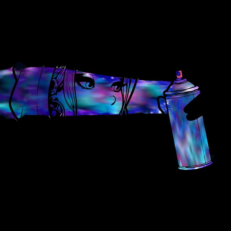 a realistic girl, spray painting