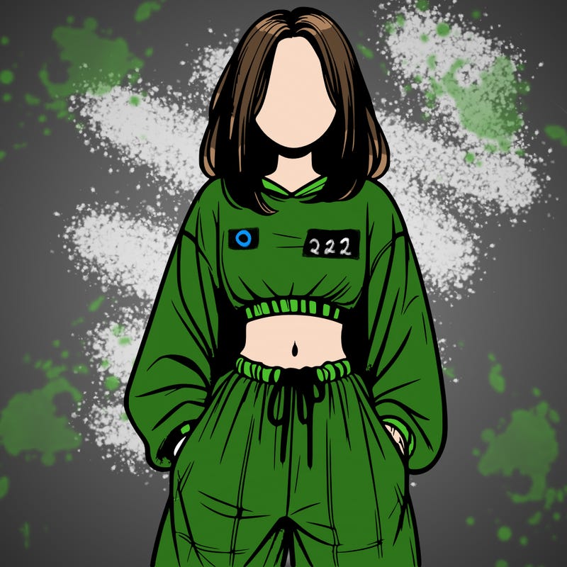 realistic girl faceless with baggy pants and a crop top