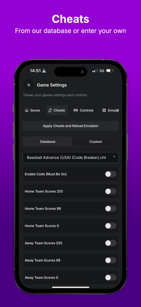 Afterplay - Game Emulator - Afterplay game emulator cheat codes menu on iPhone