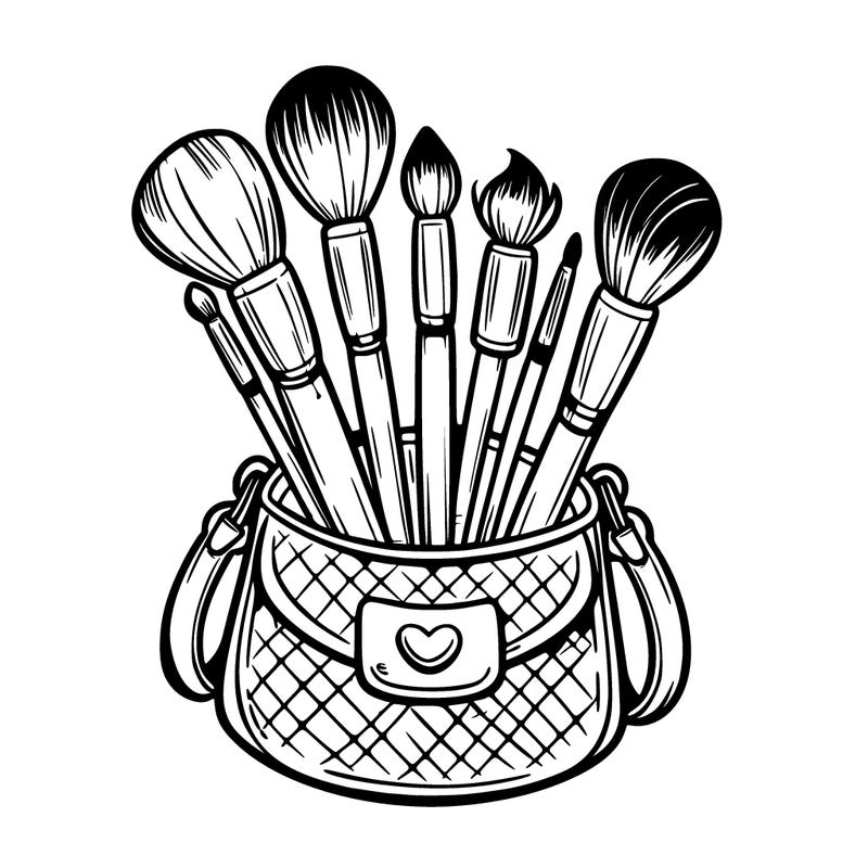 makeup brush set in a purse