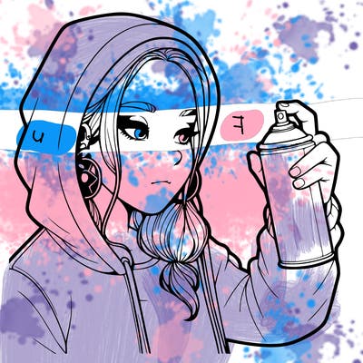 a realistic girl, spray painting