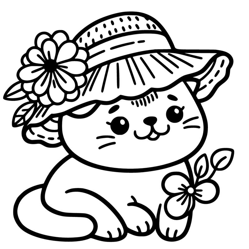 cat with flower hat