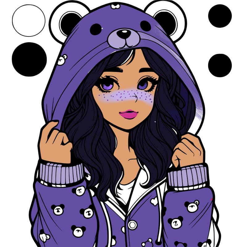 realistic girl in a animal pjs hoodie