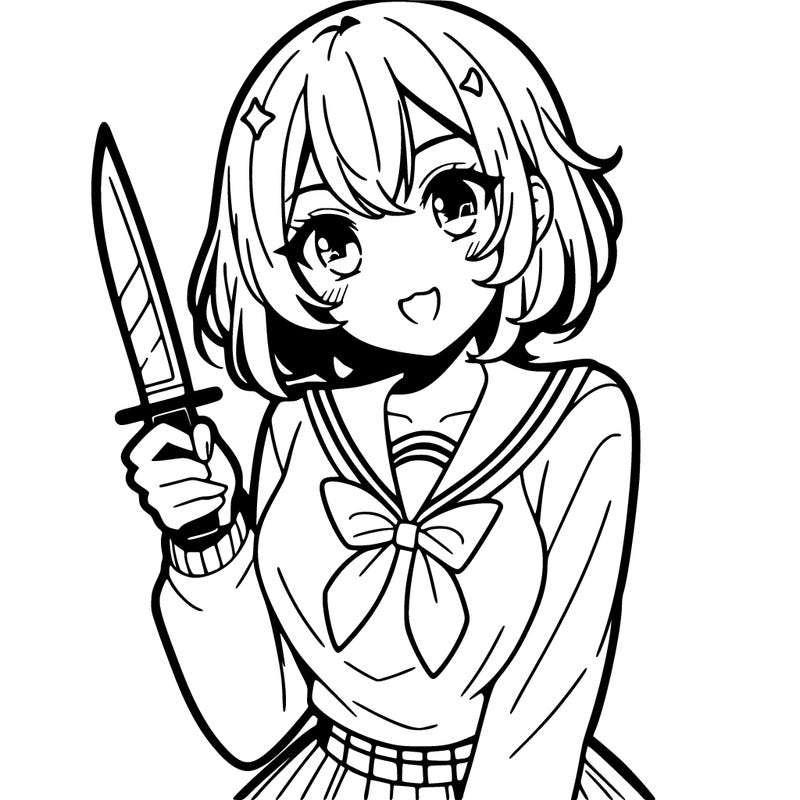 anime girl with a knife