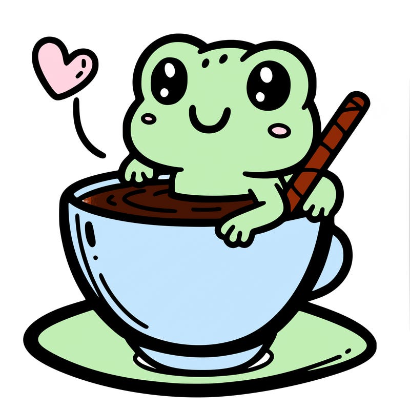 cute frog in a tea cup