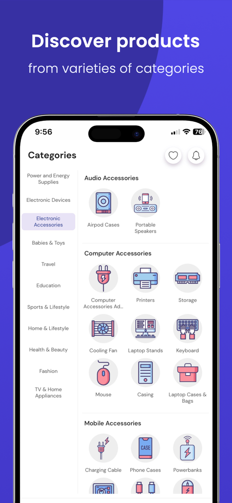 PLUS+ App product category selection screen