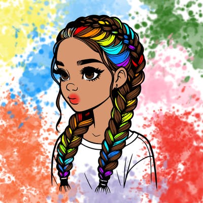 realistic girl with braids