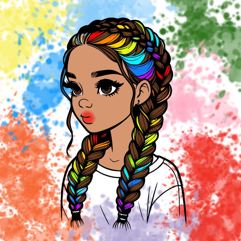 realistic girl with braids