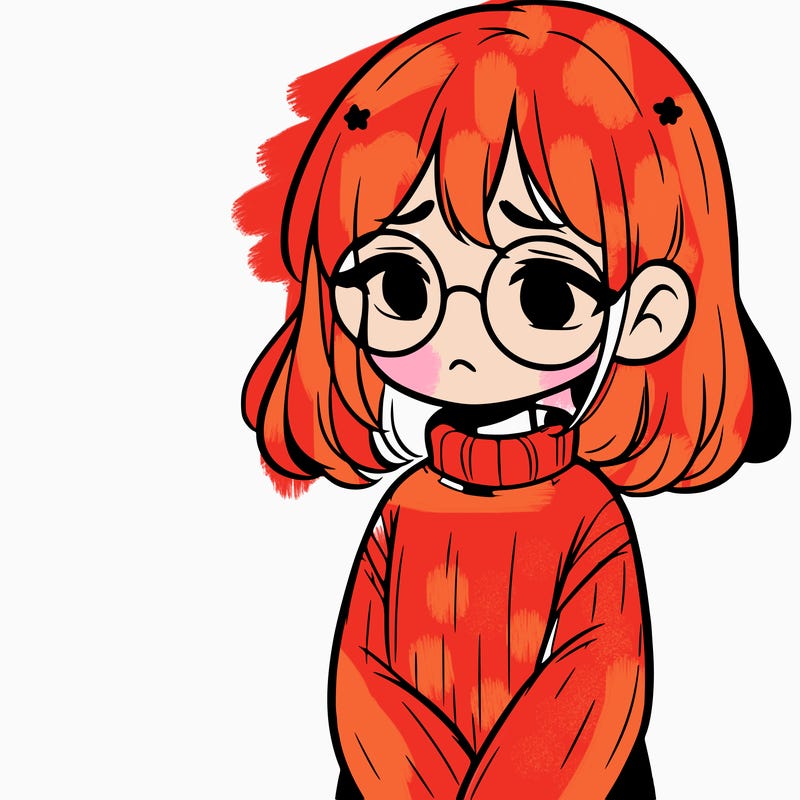 sad girl with glasses in a sweater