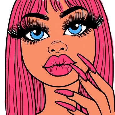 girl with big lips and long nails with long eyelashes