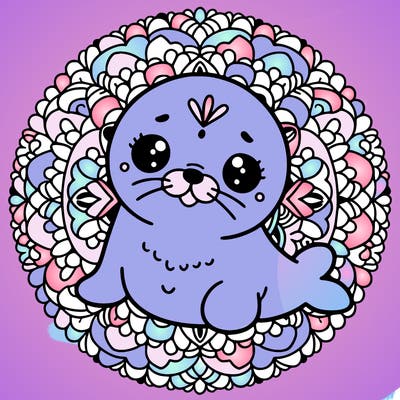 a cute baby seal mandala