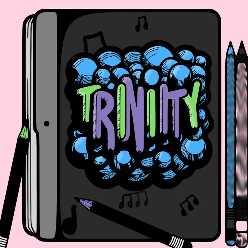 ñame trinity in bubble letters all realistic covers the screen