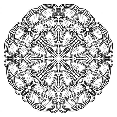 Explore a unique and intricate coloring experience with this striking safety glasses mandala. Its symmetrical design offers a fascinating challenge for both mindful coloring and creative expression.