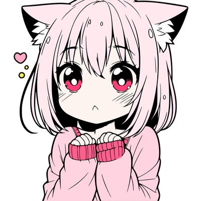 shy anime catgirl