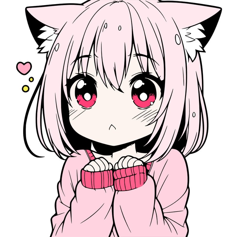 shy anime catgirl