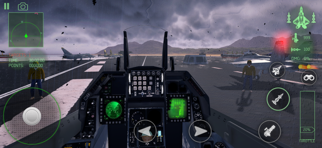 Fighter Jet Combat : Warzone - First person cockpit view of a fighter jet on an aircraft carrier during a mission