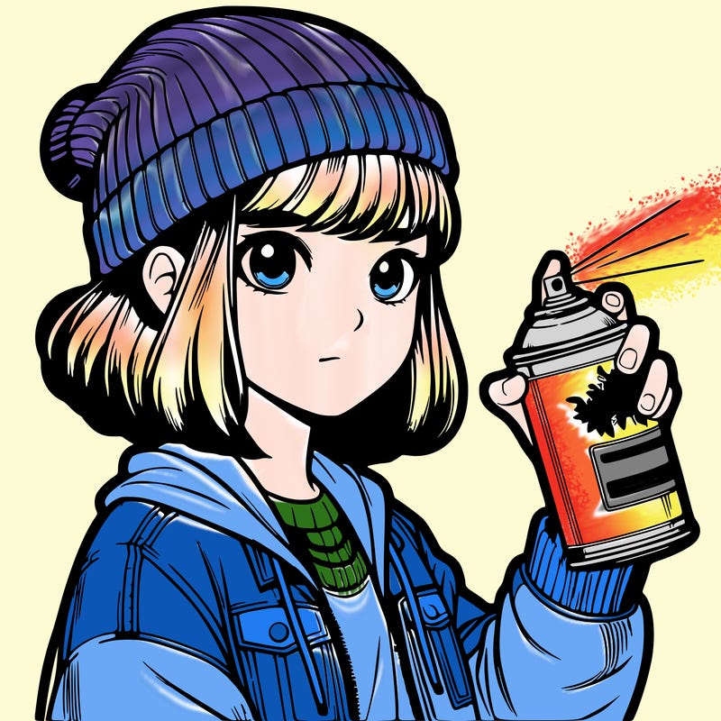 girl with spray can realistic