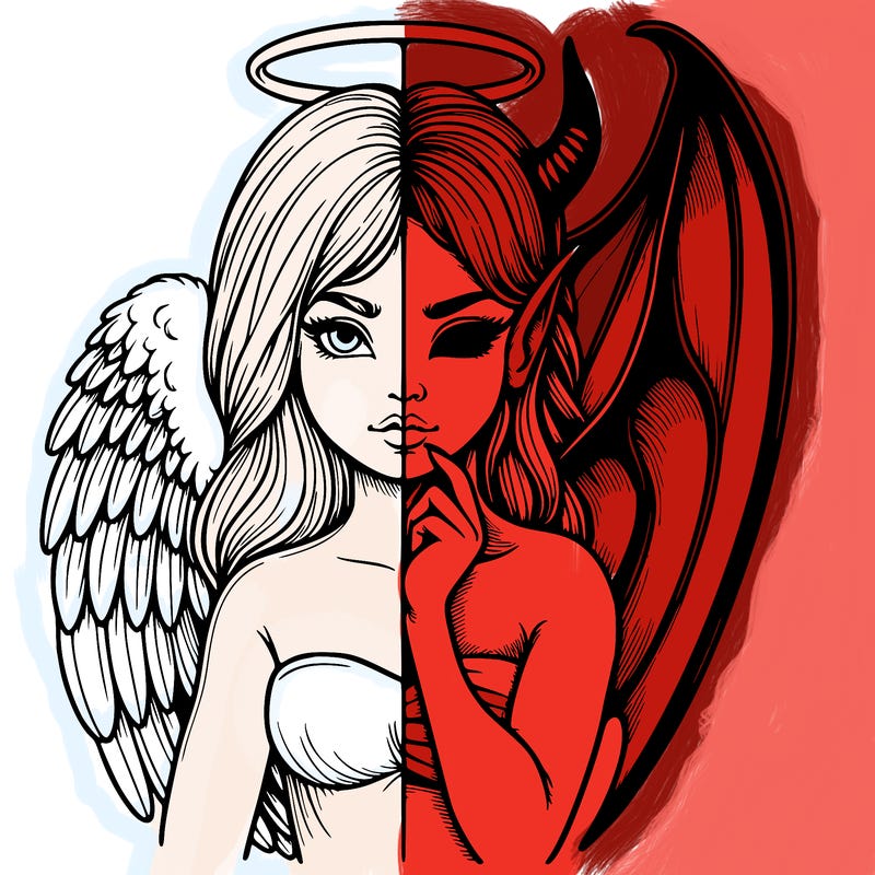 realistic angel half demon