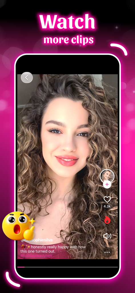 Yulii - Video & Hair - Yulii app screen displaying a curly hair styling video