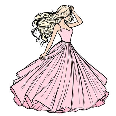 realistic woman with dress flowing in the wind