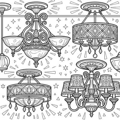 Dive into the sophisticated world of home decor with this exquisite semi-flush mount lights coloring page. Featuring a variety of elegant fixtures, it's a perfect way to unwind and express your artistic flair.
