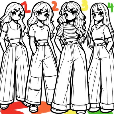 girls with wide pants and a croc top