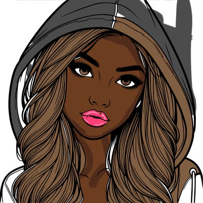 realistic beautiful girl with a hood on