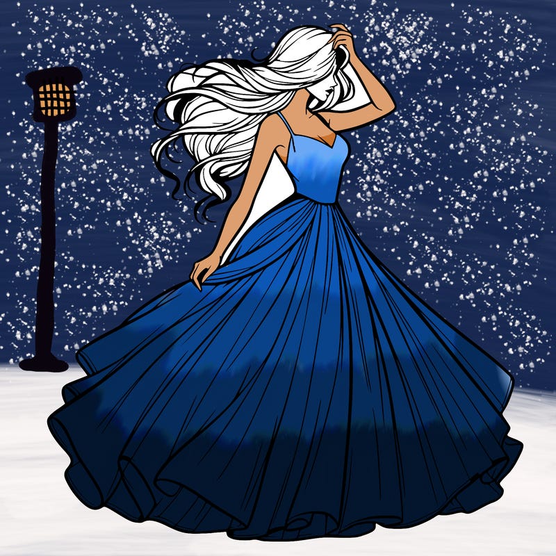 realistic woman with dress flowing in the wind