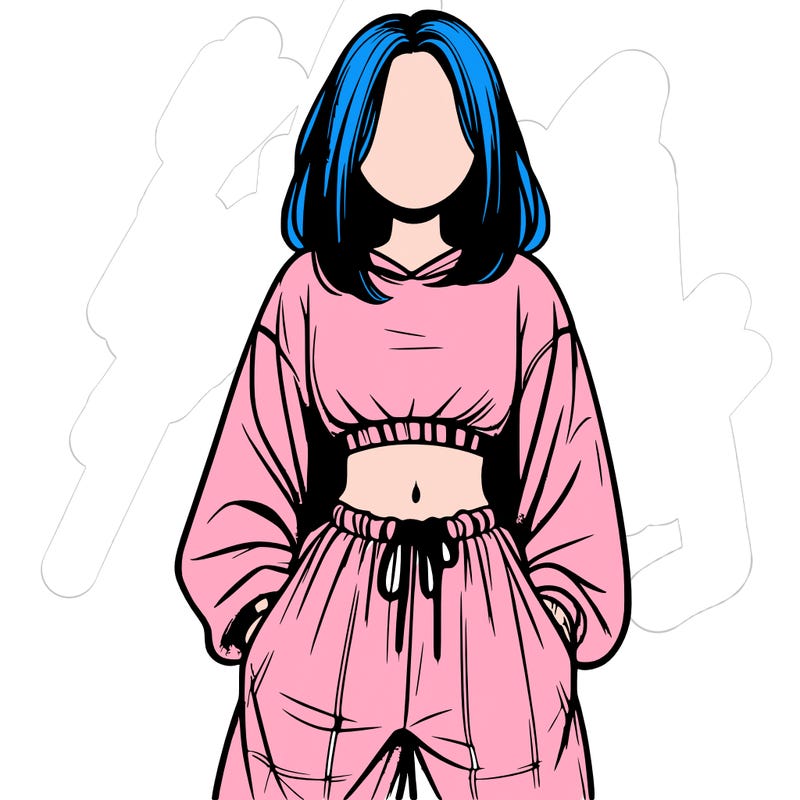 realistic girl faceless with baggy pants and a crop top