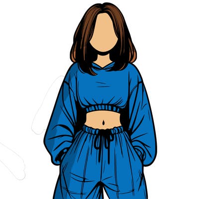 realistic girl faceless with baggy pants and a crop top