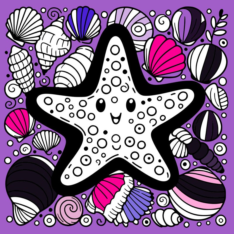 starfish surrounded by seashells