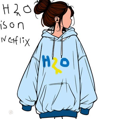 realistic girl with a oversized sweatshirt on and a bun
