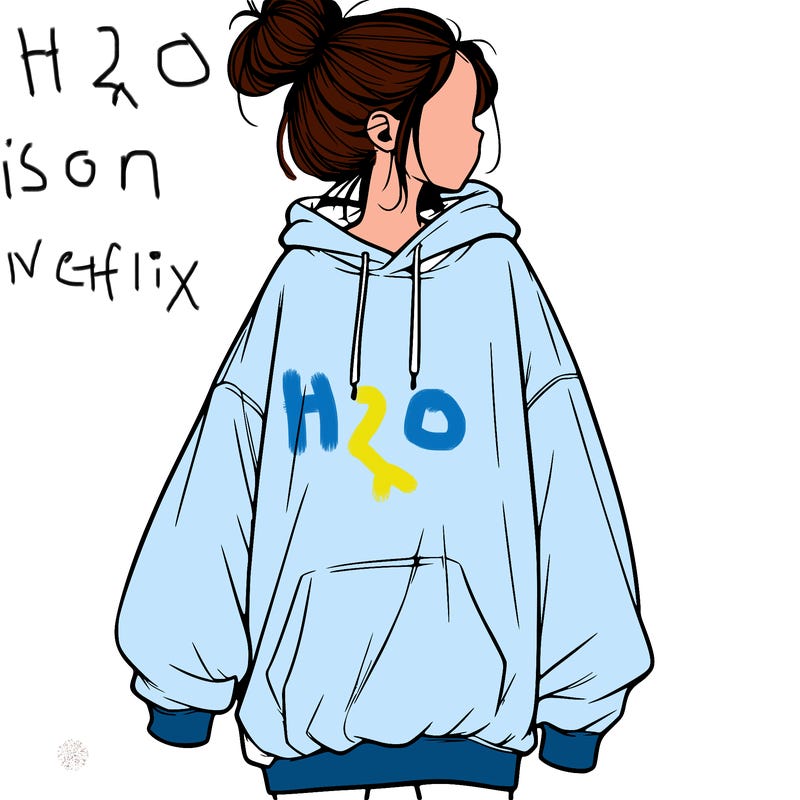 realistic girl with a oversized sweatshirt on and a bun