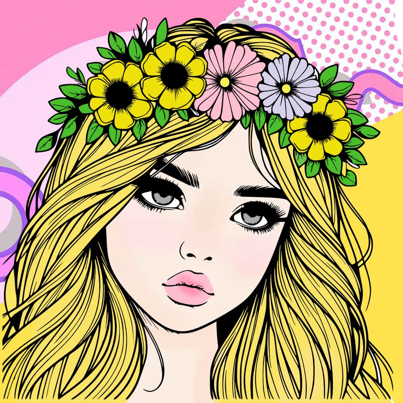 realistic girl with flowers crown