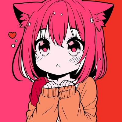 shy anime catgirl