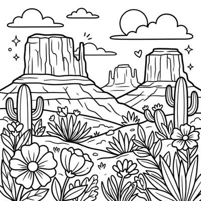 Bring the beauty of a desert spring to life with this delightful mesas coloring page, specially designed for toddlers. Featuring bold outlines and large shapes, it's perfect for little ones to explore nature's wonders.