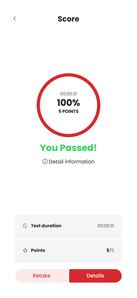 CFAT Practice Test - CFAT practice test score screen showing a 100 percent pass result