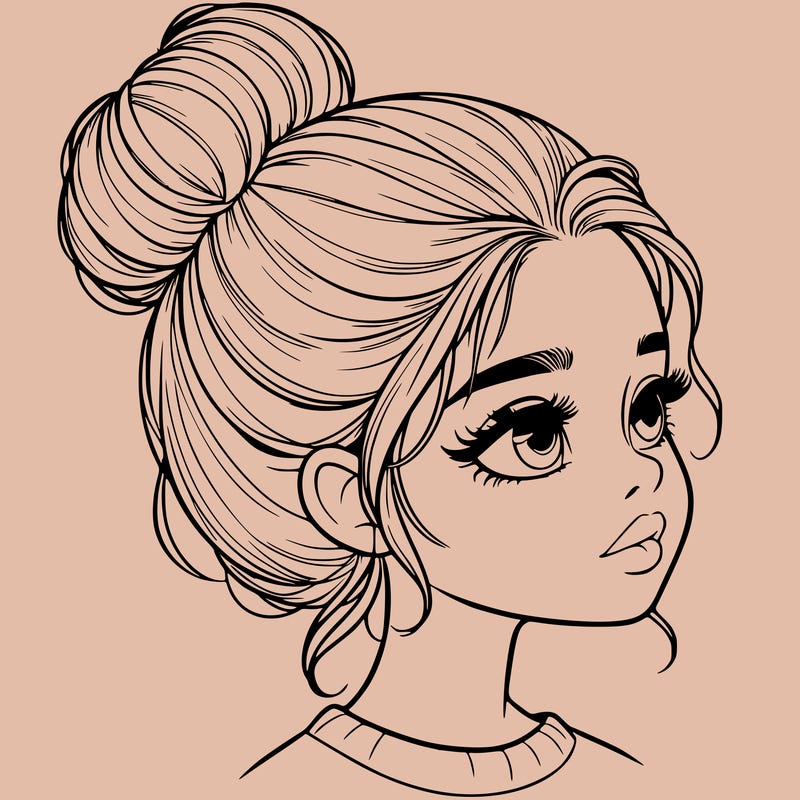realistic girl with bun