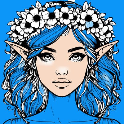 realistic female elf with flower crown