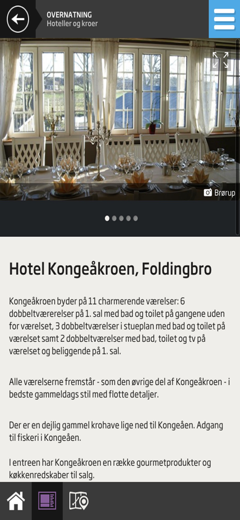 VisitVejen - Screenshot of Hotel Kongeakroen accommodation listing in the VisitVejen app