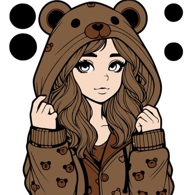 realistic girl in a animal pjs hoodie