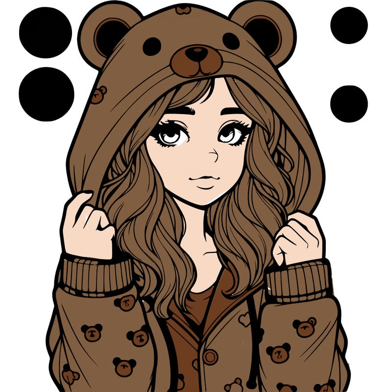 realistic girl in a animal pjs hoodie