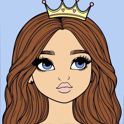 a realistic girl with a crown on