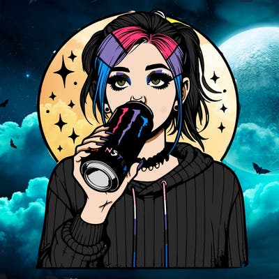 realistic girl drinking monster energy drink